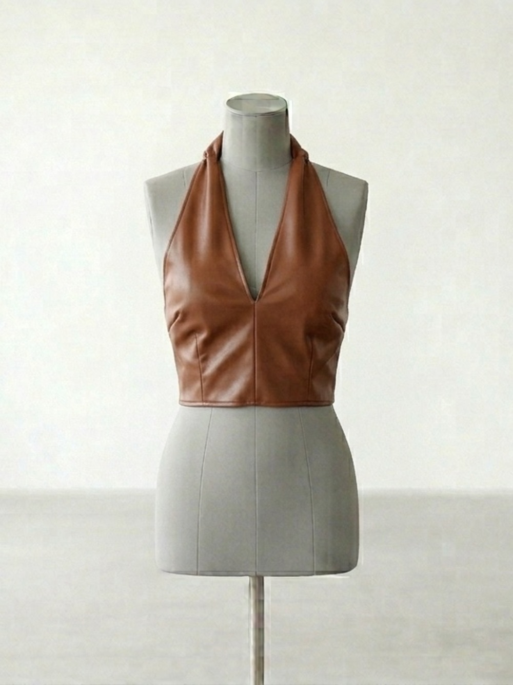 Faux Leather Halter Crop from Missguided
